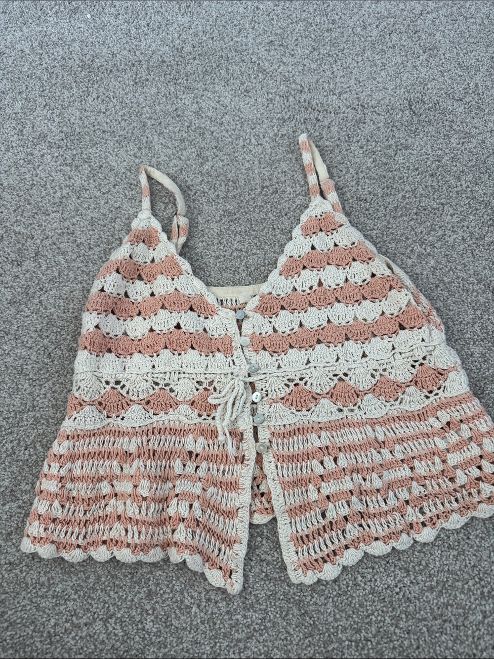 Lucky Brand Crochet Camisole in Pink and Cream